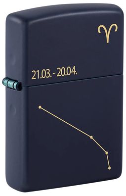 Zippo Feuerzeug Navy Blau matt gelasert Aries
