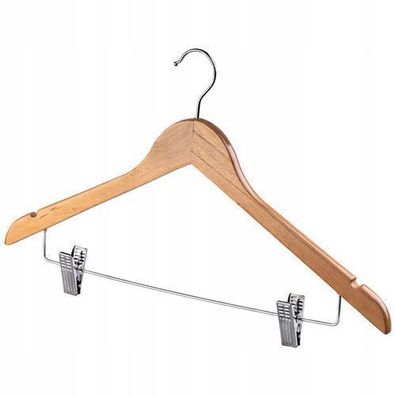 KADAX Kleiderbügel aus Holz, mit Klemmen aus Metall, Zwei Einkerbungen