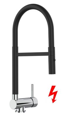 Niederdruck Vorfenster Küchenarmatur Umklappbar 4,5 CM 2 strahl Brause, Schwarz/Chrom