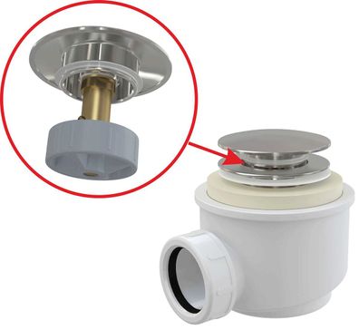 Alcadrain A465C-50 Ablaufgarnitur CLICK/CLACK für die Duschwannen, Metall Ø 50
