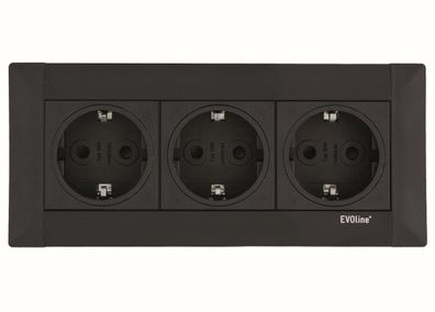 Einbausteckdose EVOline FrameDock Einbau Küchensteckdose Schwarz eloxiert