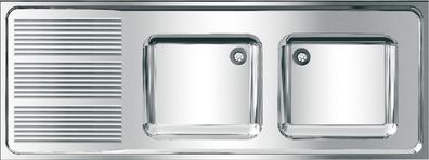 KWC AR Gewerbespüle, MAXIMA, Edelstahl, 2 Becken, 1600x382x600 mm, Tropfteil li