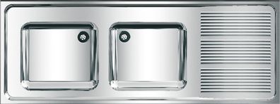 KWC AR Gewerbespüle, MAXIMA, Edelstahl, 2 Becken, 1600x382x600 mm, Tropfteil re