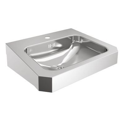 KWC AR Einzelwaschtisch, ANIMA, Edelstahl, 500x150x446 mm, m. Überl., m. Hahnl