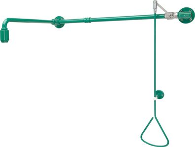 KWC AR Notdusche, Zugstange, Türbereich, grün, Wasser seitlich