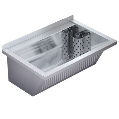 KWC AR Waschtrog, SIRIUS, Chromstahl, 750x354x500 mm, Ablauf rechts