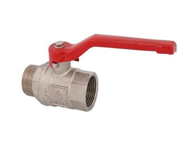 JS Kugelhahn, OLLER DURCHG., N15 AGxIG1/2",58MM, TAHLGR. ROT, ERNI