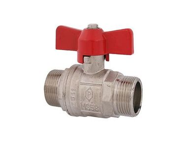 JS Kugelhahn, OLLER DURCHG., N20 AGxAG3/4",72MM, LUEG-GR. ROT, ERN