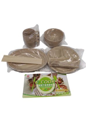 Junshuo Picknick-Set Besteck Teller Schüsseln Gabeln Becher Löffel