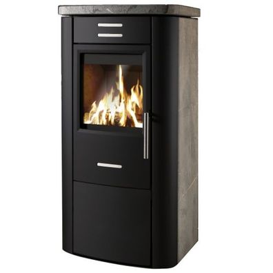 Koppe Baro II Kaminofen 8 kW Massivguss Schwarz mit Speckstein