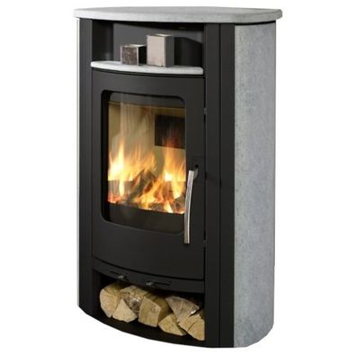 Koppe Caron Aqua II Wasser Kaminofen 10 kW Serpentinstein Schwarz