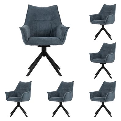 Diningsessel Ginosa - 6er Set - drehbar - blau