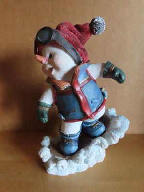 Figur Winterdeko Schneemann als fährt Snowboard ca. 21cm H