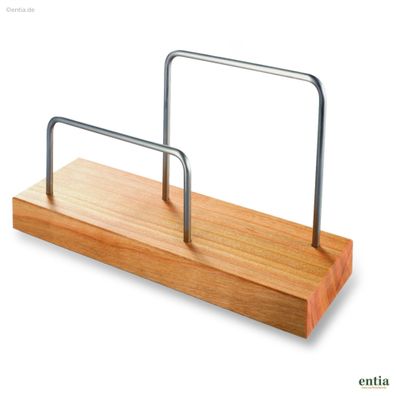 Eleganter Briefständer aus Kirschbaumholz und Edelstahl