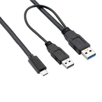 O55 Typ-C USB-C auf USB 3.0 & USB 2.0 Dual Power Daten Kabel f Laptop Festplatte