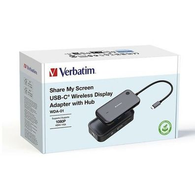 Verbatim USB-Wireless Adapter 1080P m. Hub, WDA-01