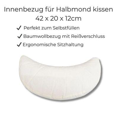 Innenbezug Halbmond Yogakissen - Baumwolle Inlett mit Reißverschluss - ohne Füllung