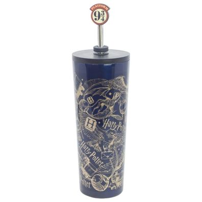 Harry Potter Edelstahl Thermobecher 770 ml mit Trinkhalm und Deckel