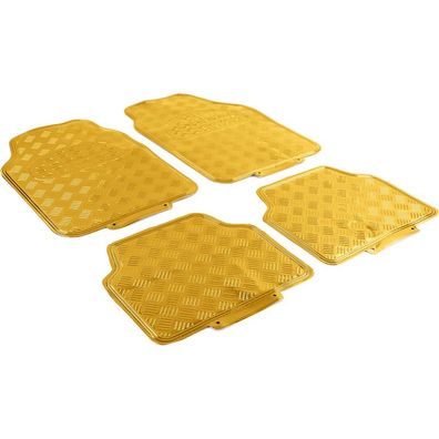Auto Gummi Fußmatten Set 4tlg Alu Riffelblech Look Universal Chrom Gold