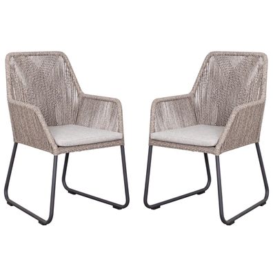 2er Set deVries Diningsessel Adora - PE twisted white coral