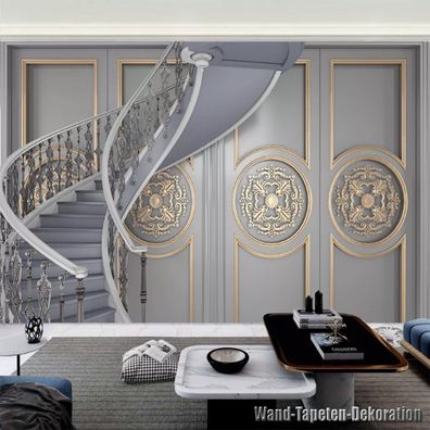 3D Fototapete Gold Ornament Wandbild Hintergrund Wohnzimmer Elegant 9242