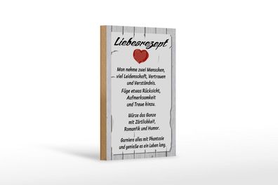 Holzschild Liebesrezept nehme 2 Menschen, 3 verschied Größen, Deko Spruch