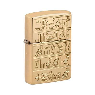 Zippo Benzin-Feuerzeug Messing poliert Hieroglyphes deep carved 60007668, unbefüllt