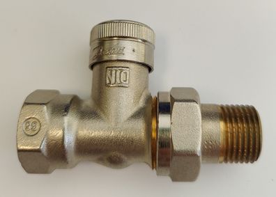 Danfoss Rücklaufverschraubung RLV, Durchgang, 15, R 1/2" x IG 1/2", matt vernickelt