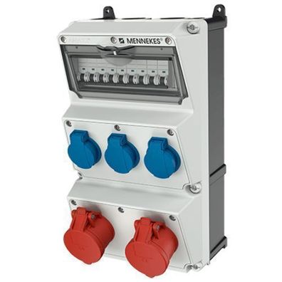 Wandverteiler AMAXX 930003 Stromverteiler 16A 3x230V IP44 CEE Schuko EAC Mennekes