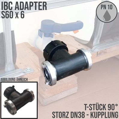 S60 x 6 IBC Adapter T-Stück auf 2-fach STORZ DN38 KA66 Übergangsstück Pumpe