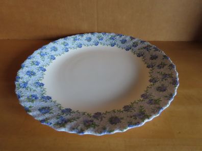 flacher Teller Steiseteller mit blauen Blumen ca. 25 cm Ø