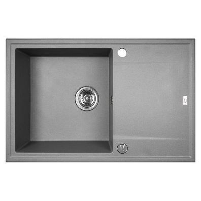 Granitspüle Einzelbecken MEGALO 50x78 Grau mit langer Abtropffläche | Siphon im SET!