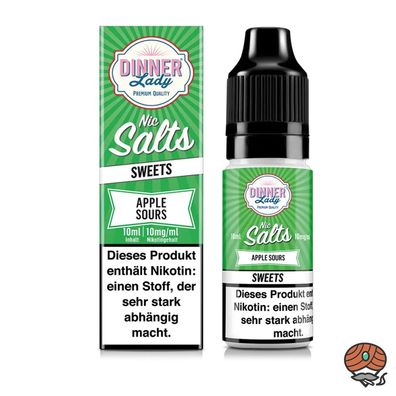 Dinner Lady Apple Sours Nikotinsalz 10mg/ml Nikotin 10ml Liquid 50/50