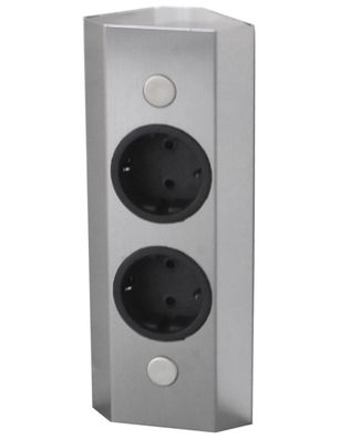 Ecksteckdose Boda 2-fach Küchensteckdose Edelstahl Steckdosenleiste Küche Büro