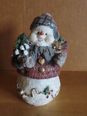 Figur Schneemann mit Tannenbaum Kappe 10,1 cm H