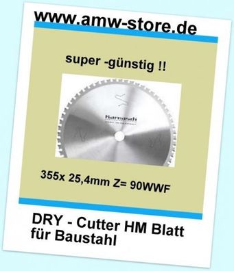 HM Sägeblatt Dry Cutter 355 x 25,4mm Z=90 Baustahl Metall Eisen Jepson Rigid Makita