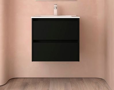Noja Unterschrank 700 2 Schubladen + Waschbecken Black Satin