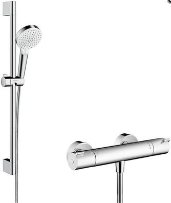 HG Crometta Brausesystem Aufputz Vario mit Ecostat 1001 CL Thermostat und Brausestang