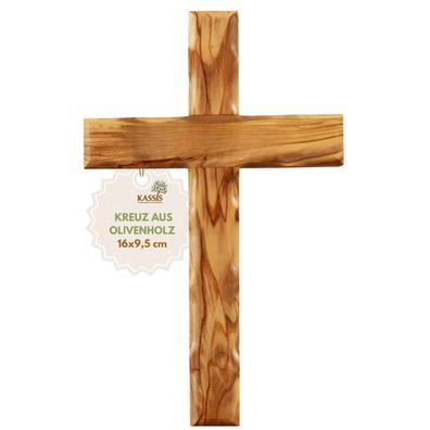 Olivenholz Kreuz Kruzifix Wandkreuz schlicht aus Bethlehem Taufgeschenk