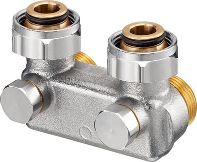 Oventrop Umlenkstück Eck mit Absperrfunktion, G 3/4 ÜM x G 3/4 Eurokonus, Rohrabstand