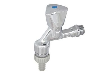 JS Auslaufventil MIT RB, V, V 3-KT.-GRIFF BLAU,1/2", OL. CR, VGW