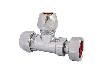 JS T-STUECK M. 2 Quetschverschr.+ 1 UE-MU, N10,3/8"x10MM, Erchromt