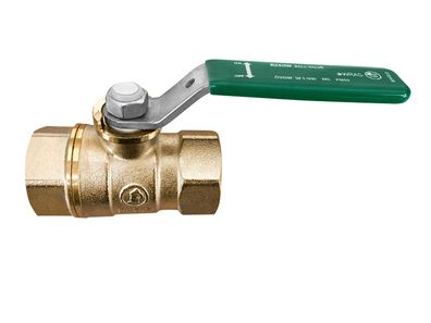 Trinkwasserkugelhahn mit grünem Hebelgriff 1 1/2 Hausmodell