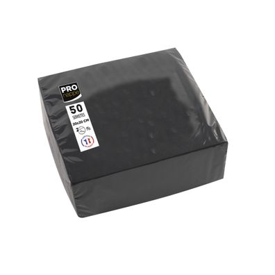 50 Servietten Watte 20X20 Schwarz