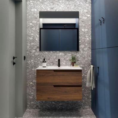 Badezimmermöbel VIMA 800 Nussbaum MAYA + Waschtisch