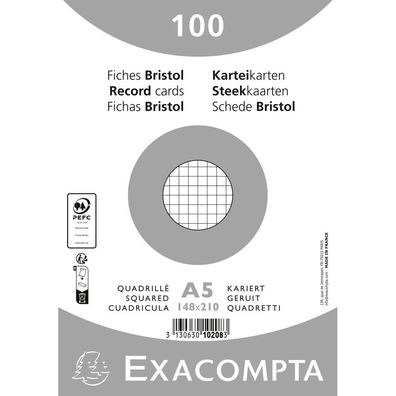Karteikarten A5 kar 100St/Pkg weiss