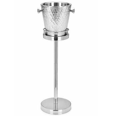 Champagnerkühler Sektkühler Set Edelstahl Rauten Design Ständer 64 cm Weinkühler