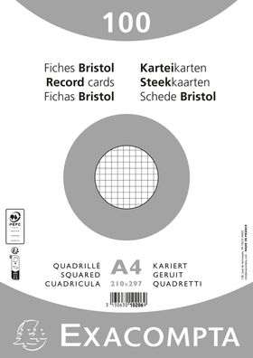 Karteikarten A4 kar 100St/Pkg weiss