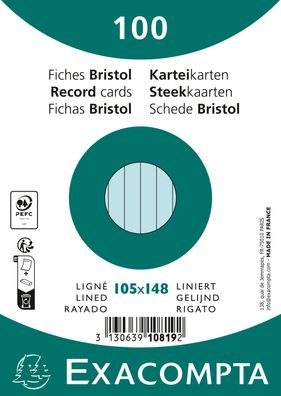 Karteikarten A6 lin 100St/Pkg blau