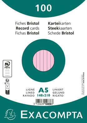 Karteikarten A5 lin 100St/Pkg rosa